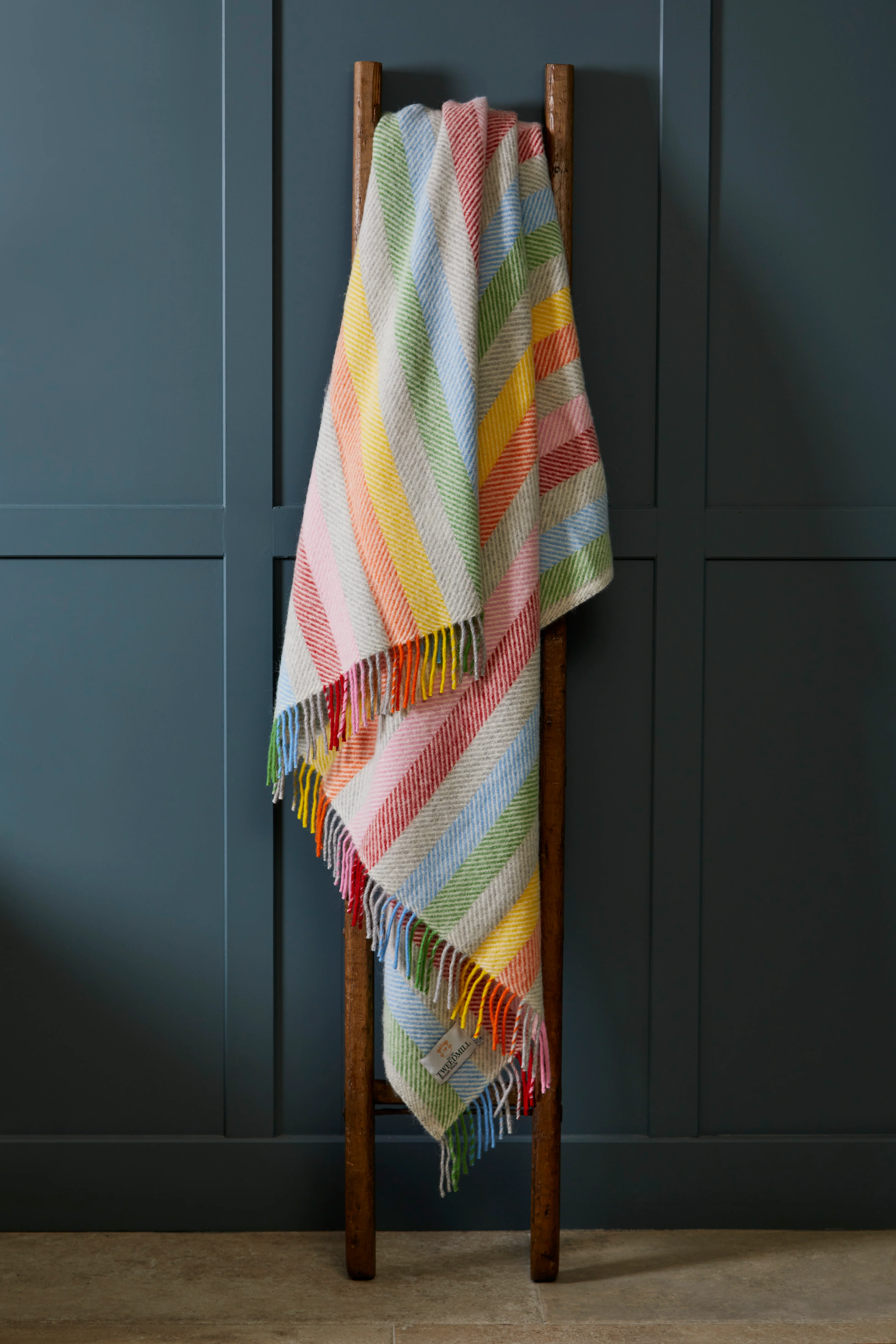 Tweedmill  Pure New Wool Throw, Stripe Rainbow - Image 3