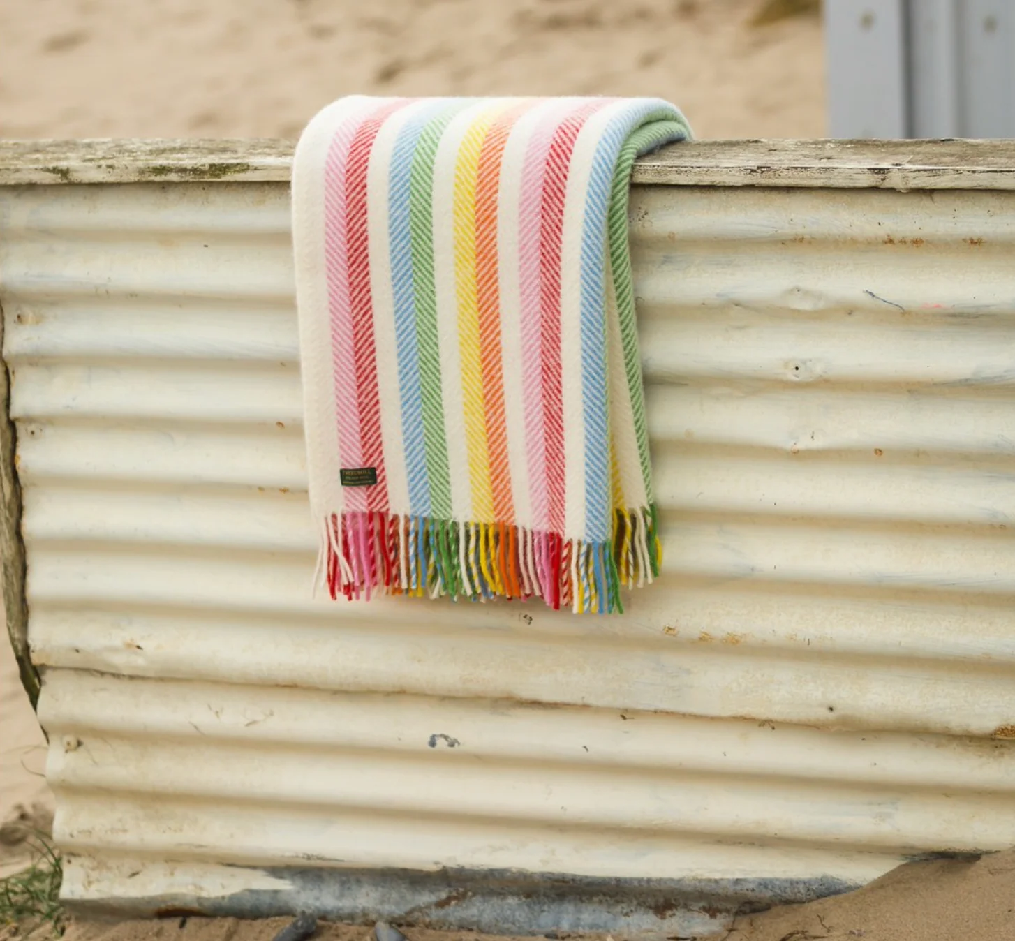 Tweedmill  Pure New Wool Throw, Stripe Rainbow - Image 5
