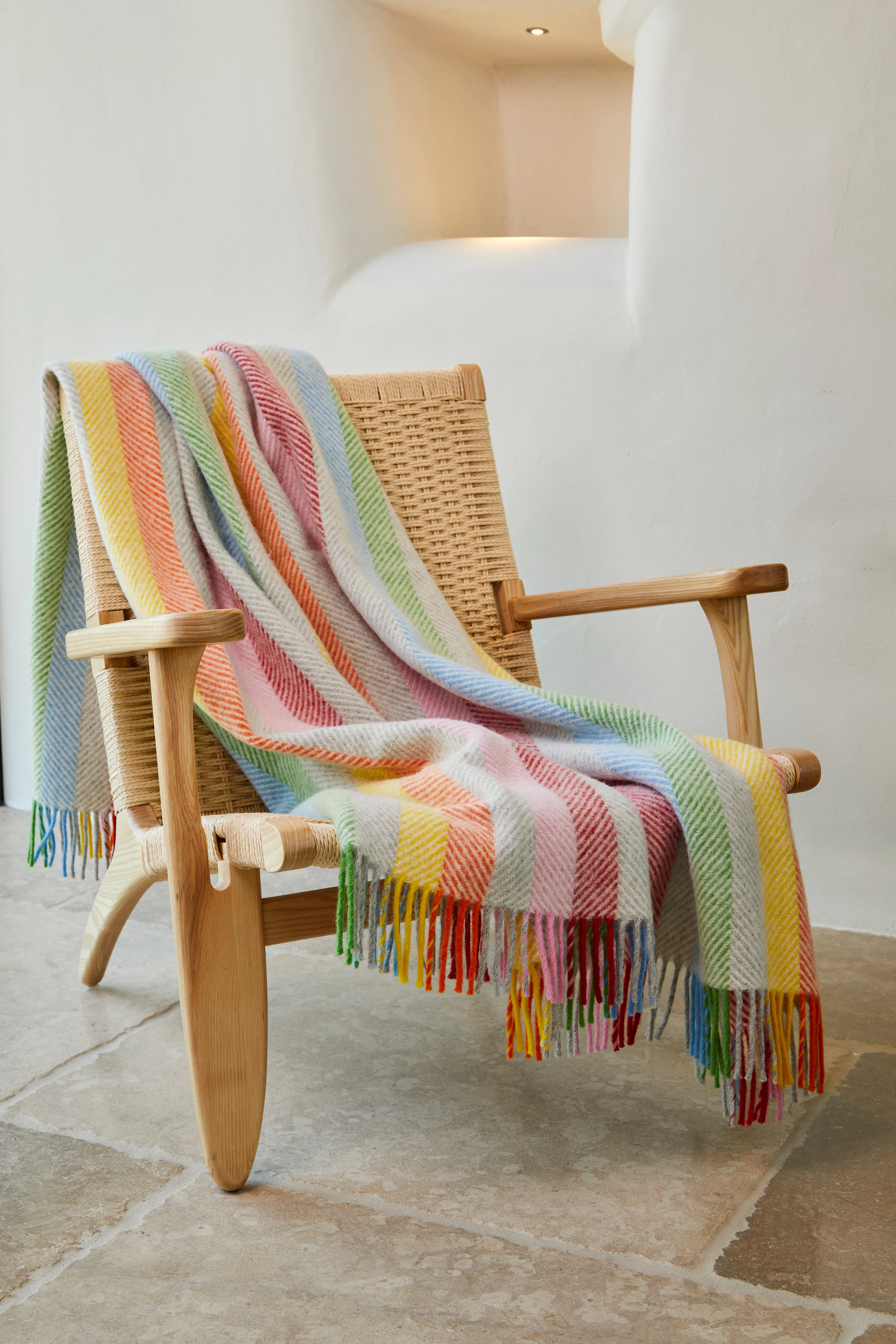 Tweedmill  Pure New Wool Throw, Stripe Rainbow - Image 8