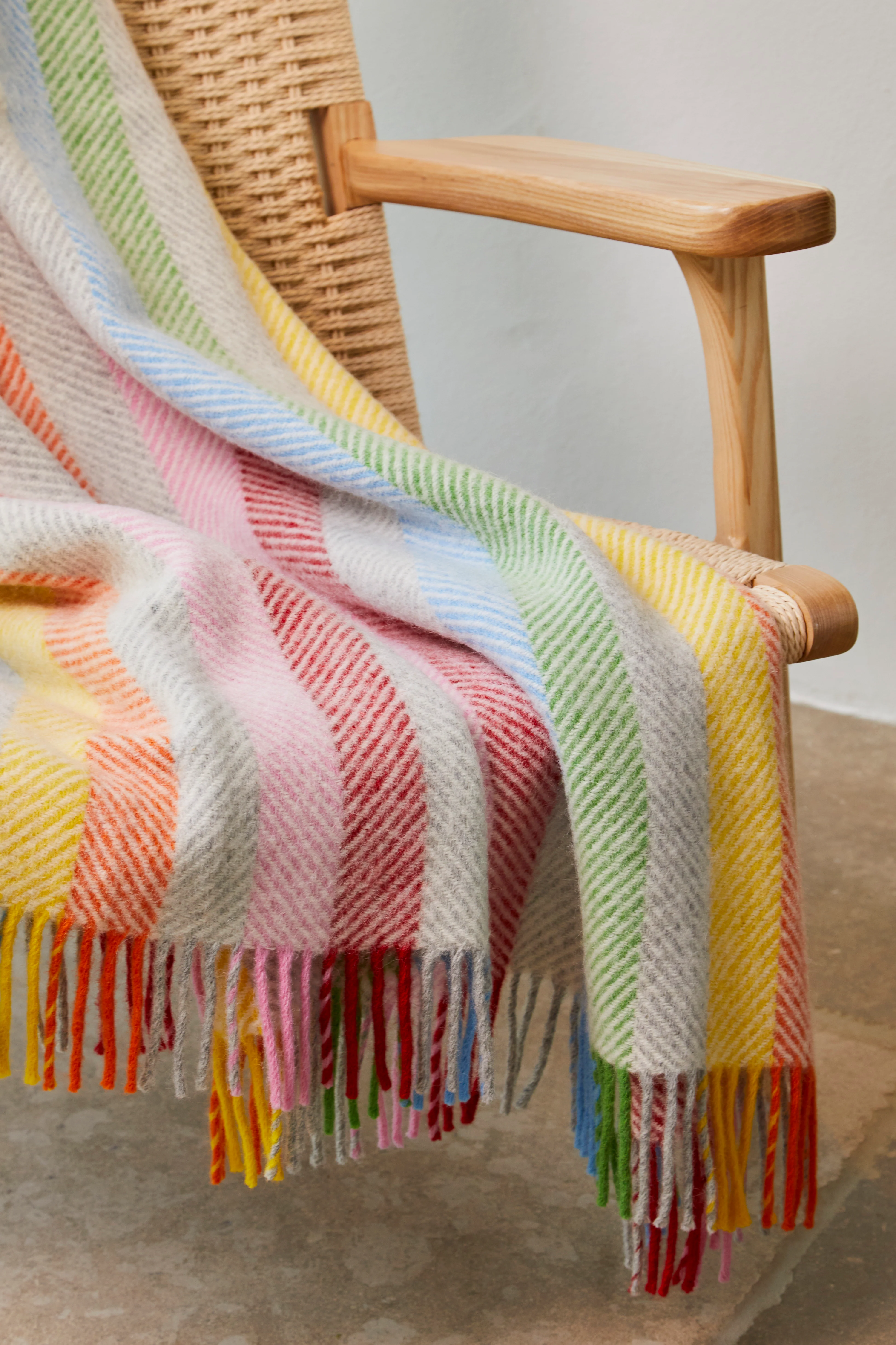 Tweedmill  Pure New Wool Throw, Stripe Rainbow - Image 9