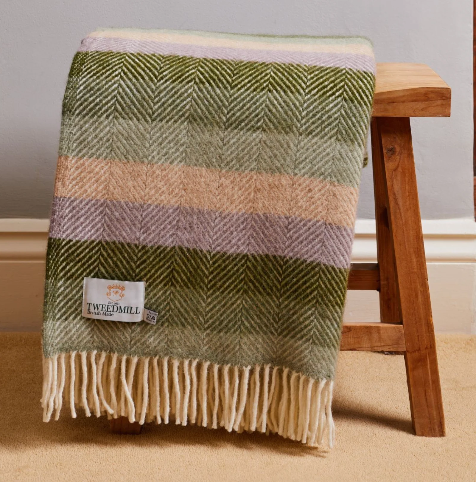 Tweedmill Pure New Wool Throw,Stripe Botanical - Image 5