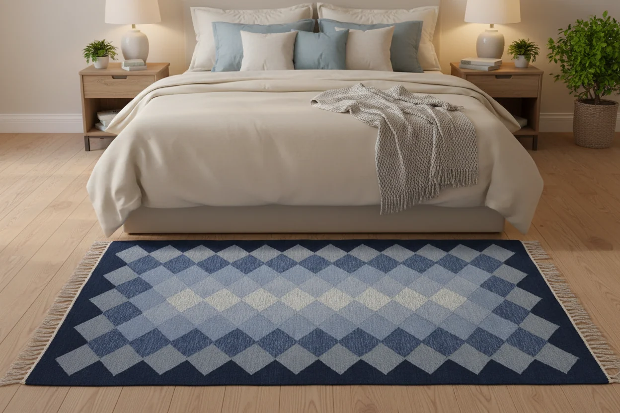 Walton & Co Argyll Cotton Rug, Blue - Image 4