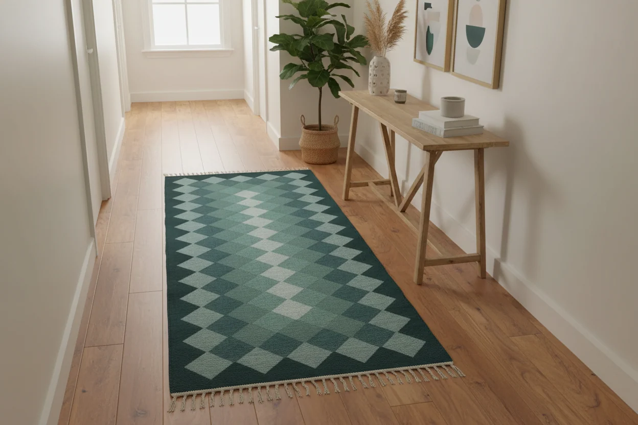 Walton & Co Argyll Cotton Rug, Teal - Image 3