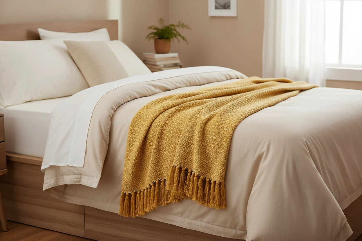 Walton & Co Carnival Recycled Cotton Throw, Yellow - Image 2