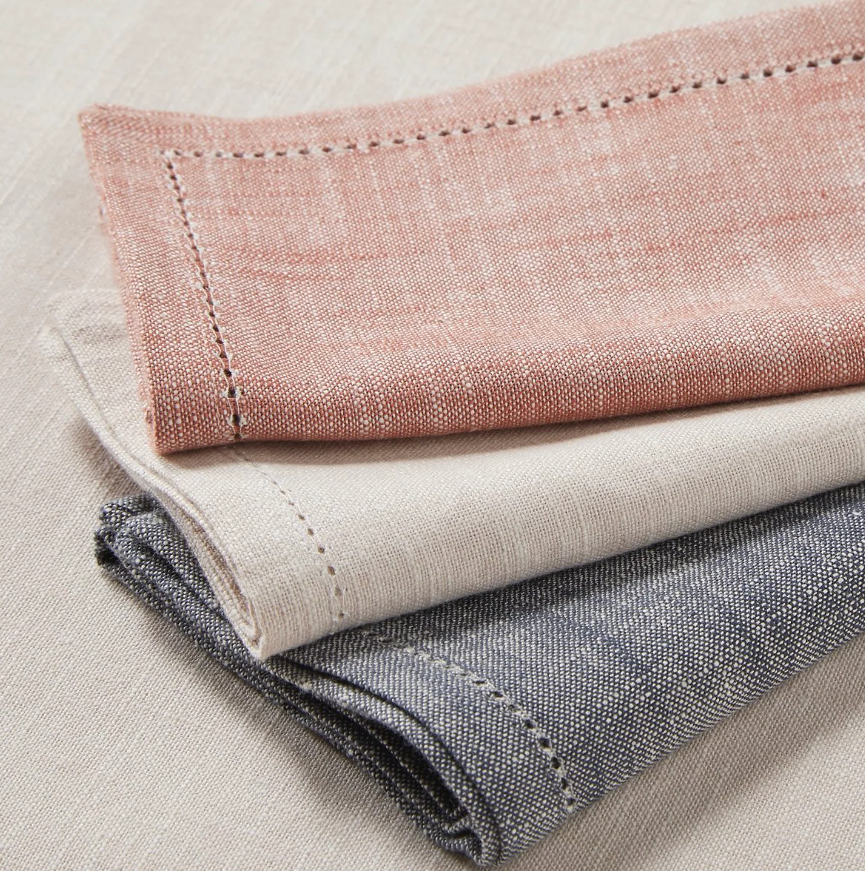 Walton & Co Chambray Cotton Napkins, Natural  (Set Of 4) - Image 2