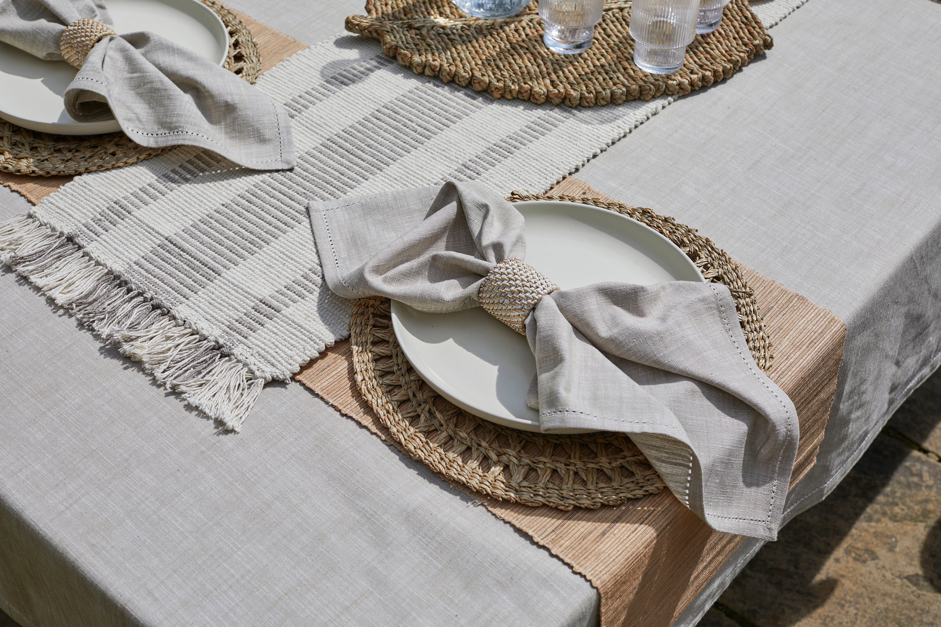 Walton & Co Chambray Cotton Tablecloth, Natural - Image 2