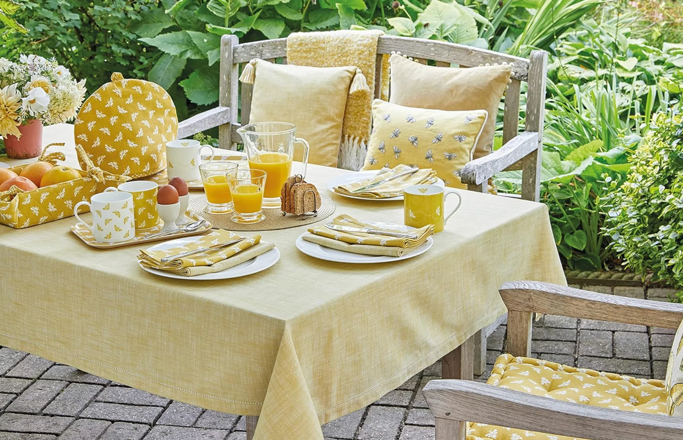 Walton & Co Chambray Cotton Tablecloth, Saffron - Image 2