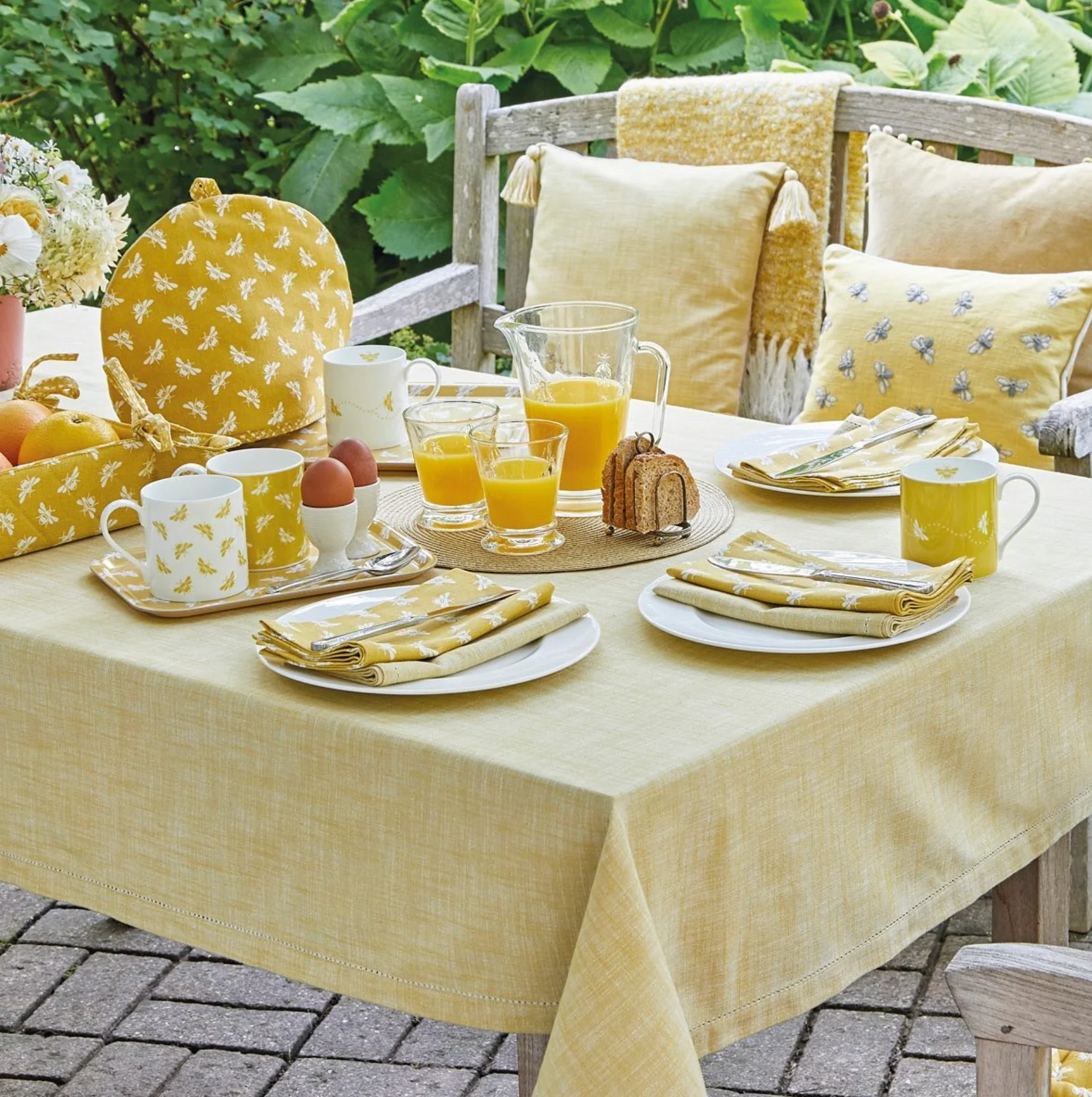 Walton & Co Chambray Cotton Tablecloth, Saffron - Image 3