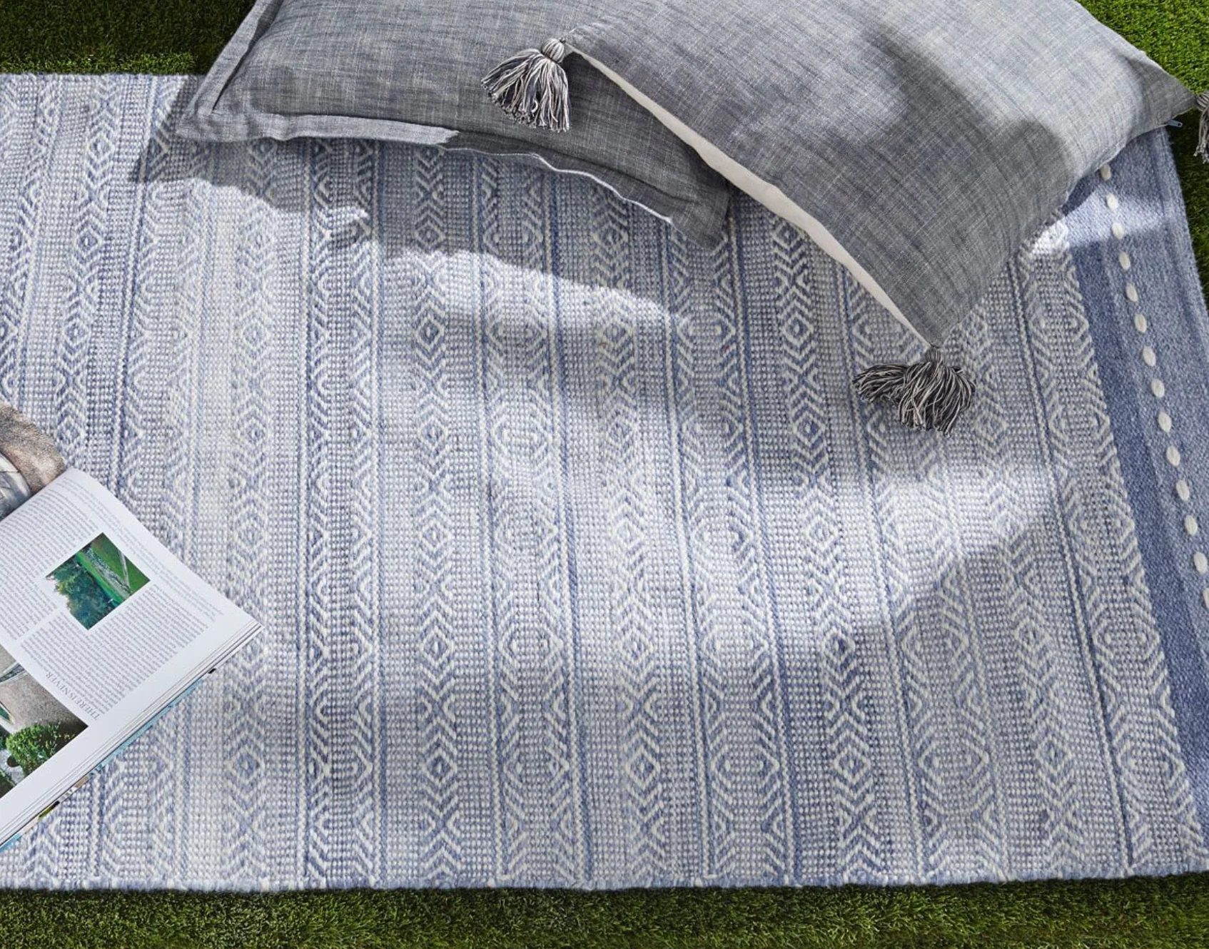 Walton & Co Diamond Weave Rug, Blue - Image 2