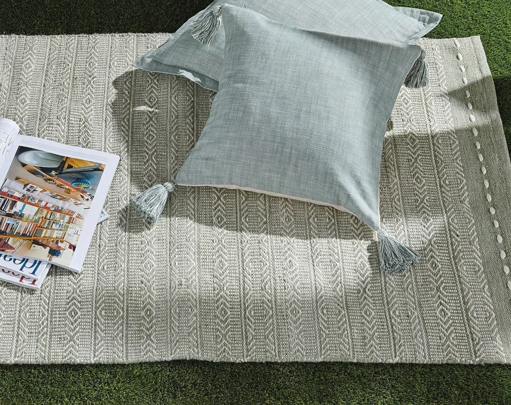 Walton & Co Diamond Weave Rug, Sage - Image 2