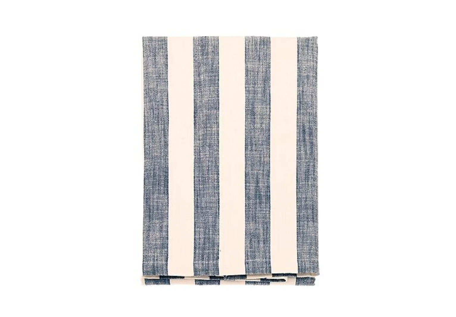 Walton & Co Wide Stripe Cotton Tablecloth, Flint Blue - Image 4