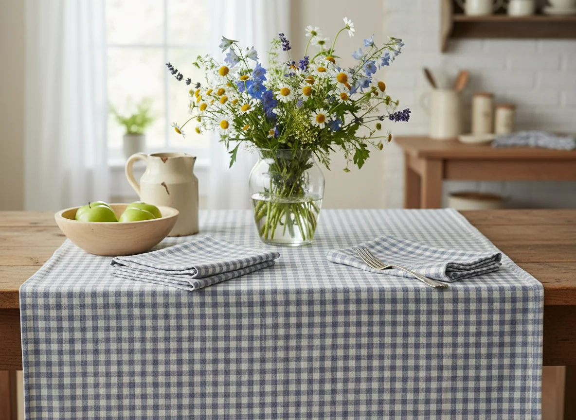 Walton & Co Gingham Cotton Tablecloth, Blue - Image 2