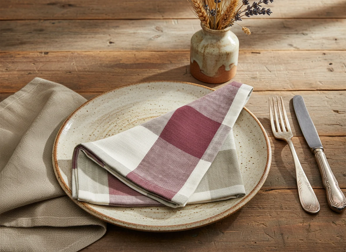 Walton & Co Vermont Napkins Merlot & Mocha (set of 4) - Image 2
