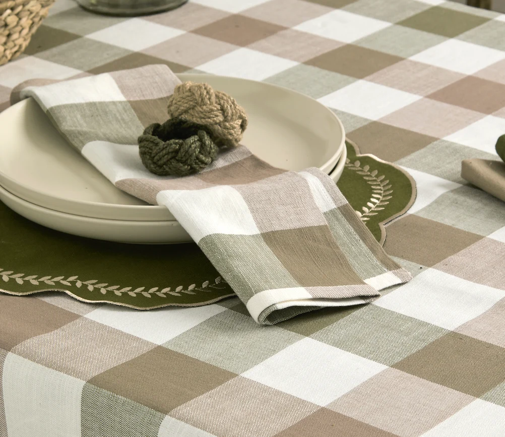 Walton & Co Vermont Tablecloth, Olive & Mocha - Image 3