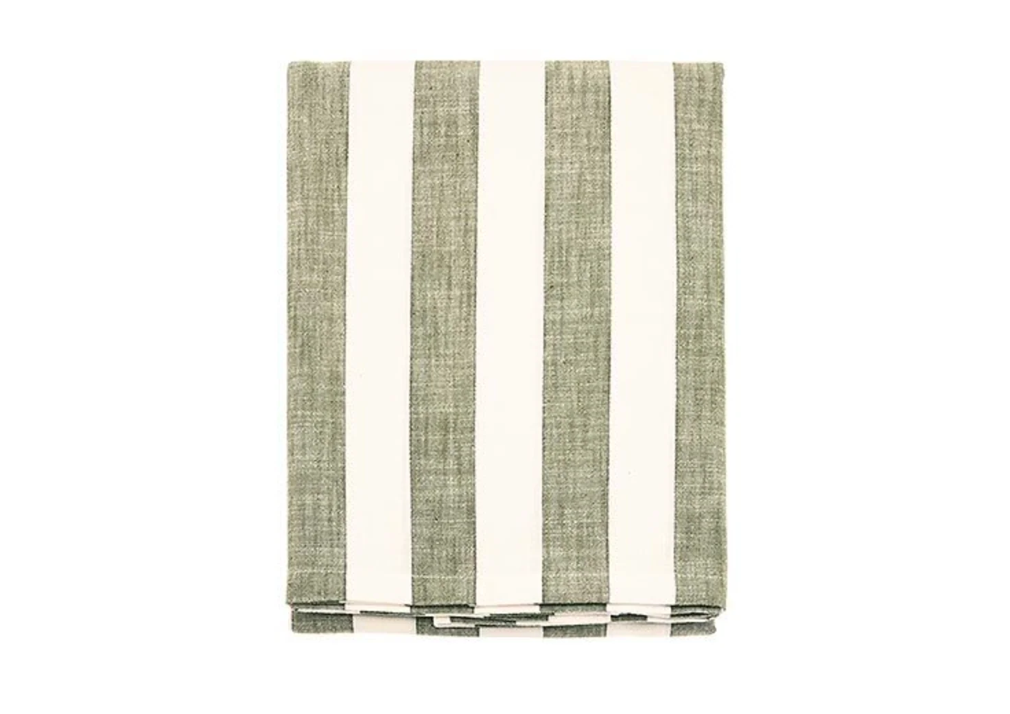Walton & Co Wide Stripe Cotton Tablecloth, Olive Green - Image 5