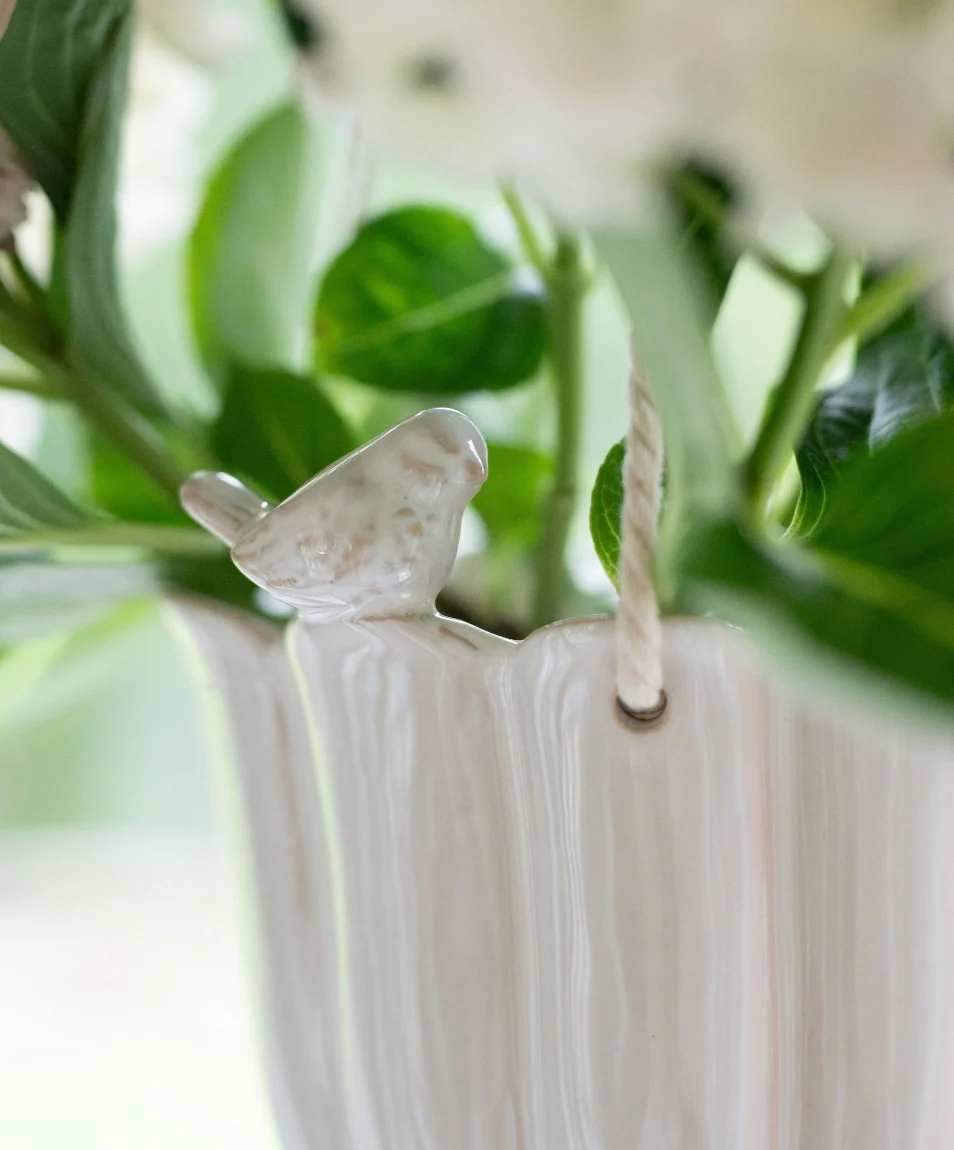 Wikholm Bonnie Ceramic Hanging Planter, Off White - Image 3