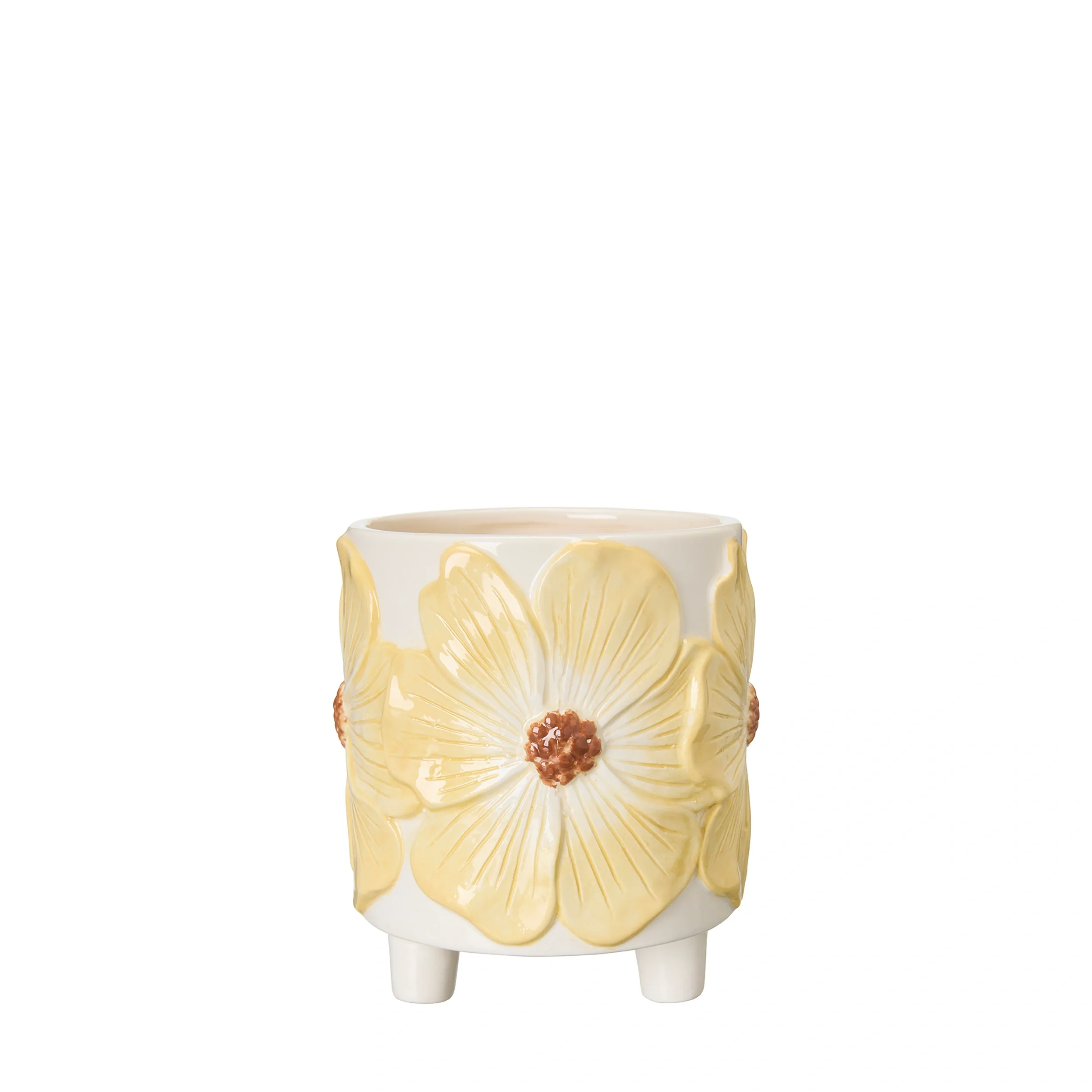 Wikholm Esther Footed Ceramic Plant Pot, Yellow - Image 5