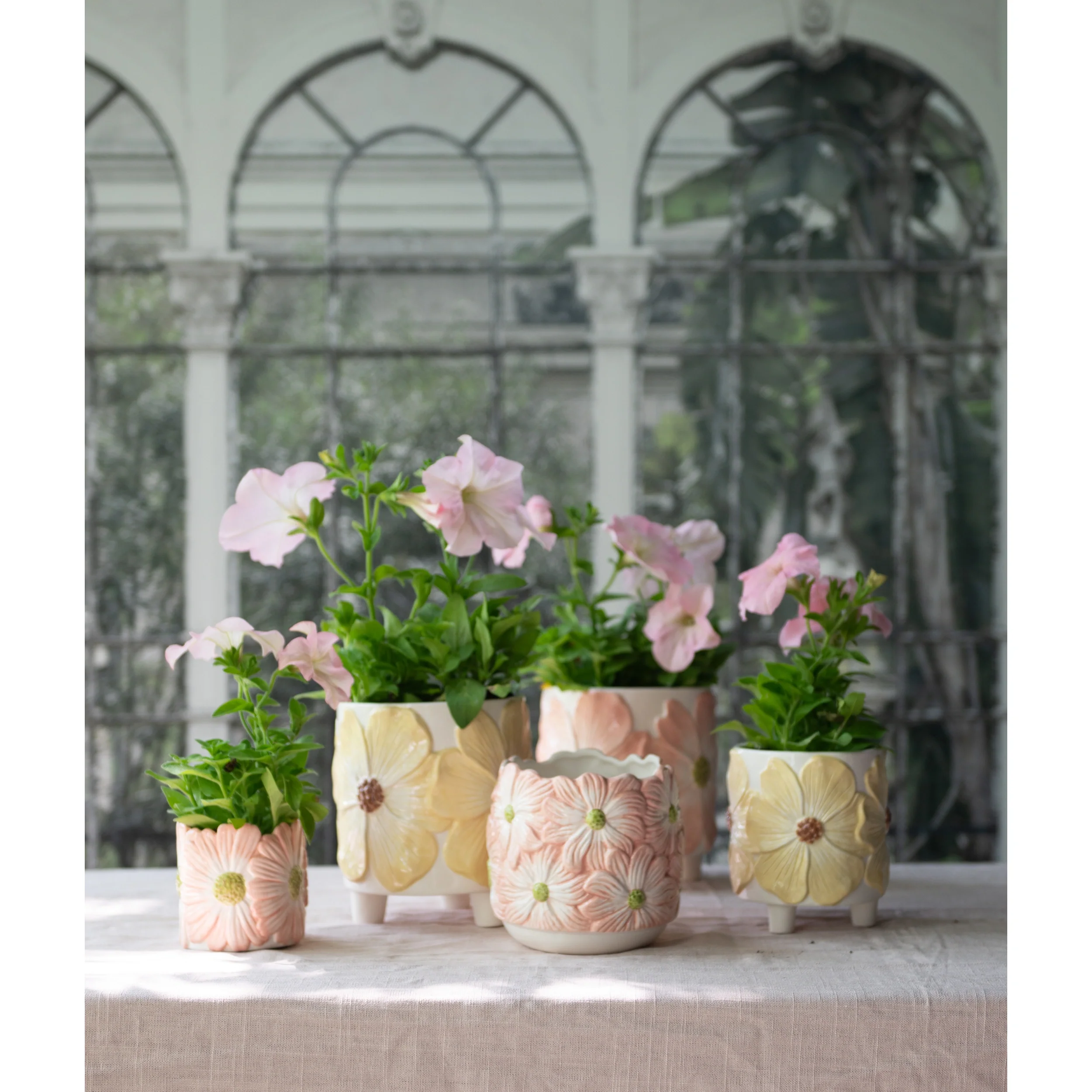 Wikholm Esther Footed Ceramic Plant Pot, Pink - Image 4
