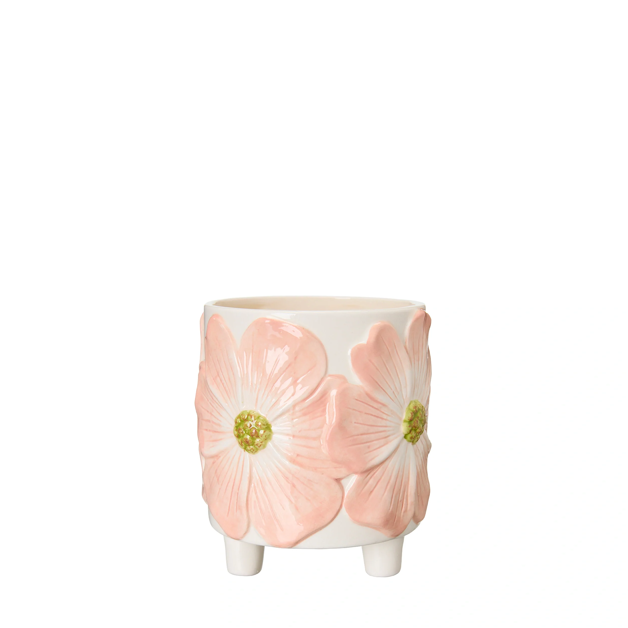 Wikholm Esther Footed Ceramic Plant Pot, Pink - Image 5
