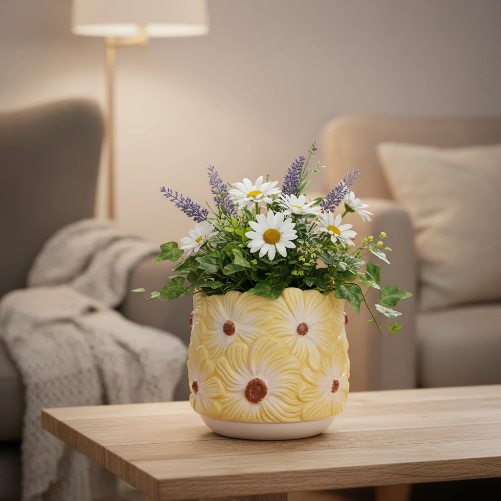 Wikholm Esther Ceramic Plant Pot, Yellow - Image 4