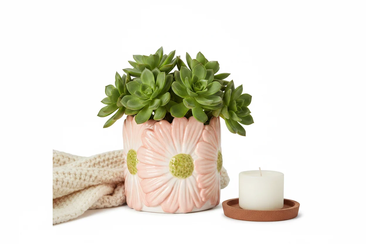 Wikholm Esther Mini Ceramic Plant Pot, Pink - Image 4