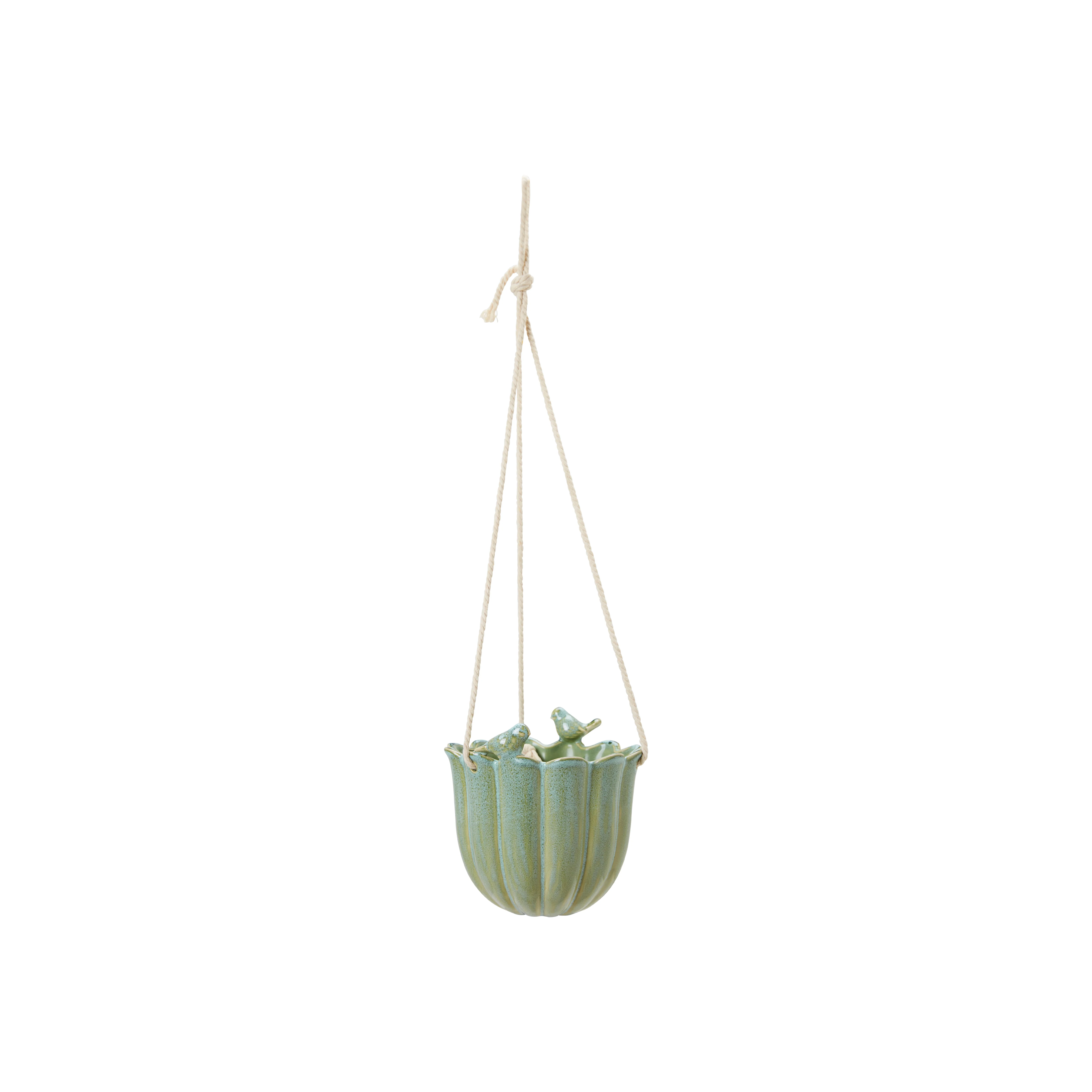 Wikholm Bonnie Ceramic Hanging Planter, Green