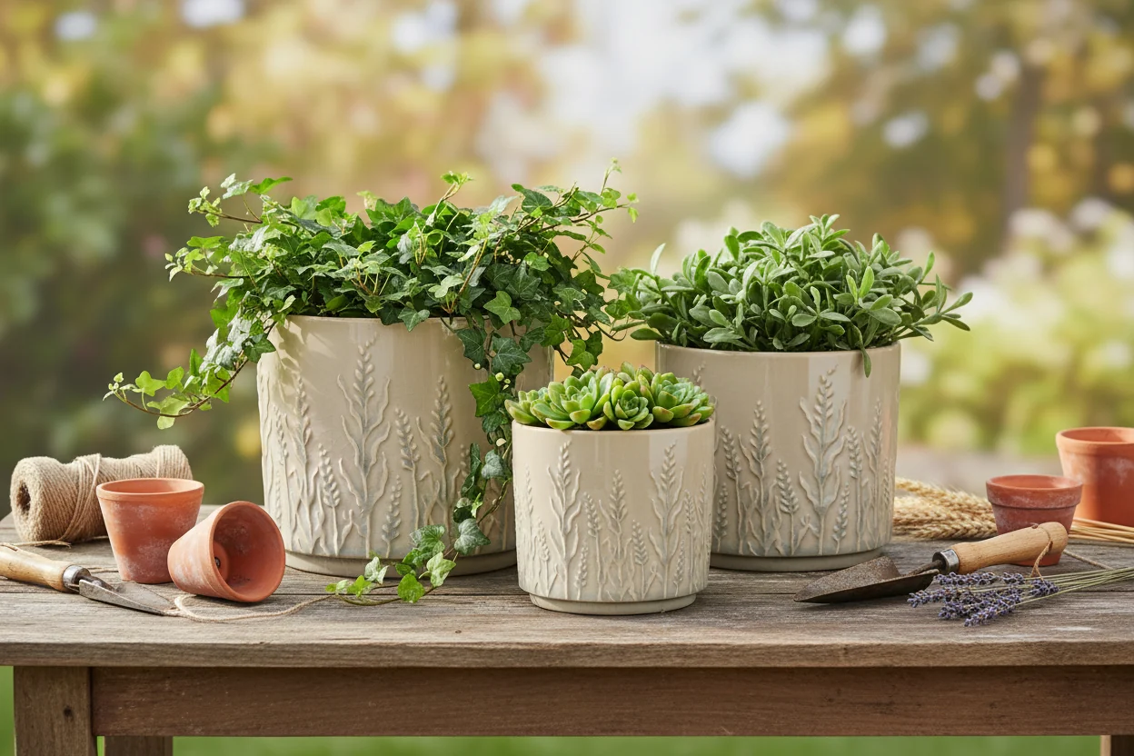 Wikholm Gunnel Ceramic Plant Pot, Grey - Image 2