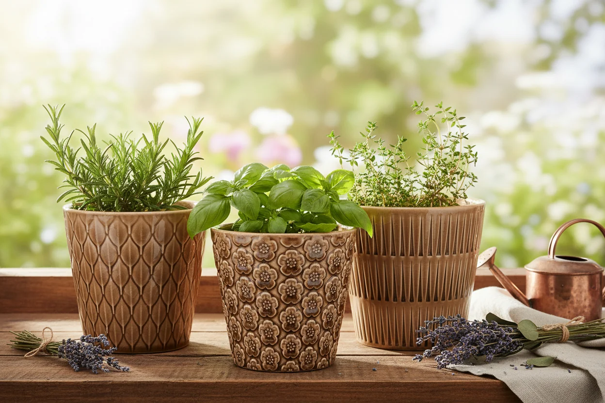 Wikholm Majken Ceramic Mini Plant Pots, Brown  (Set Of 3) - Image 2