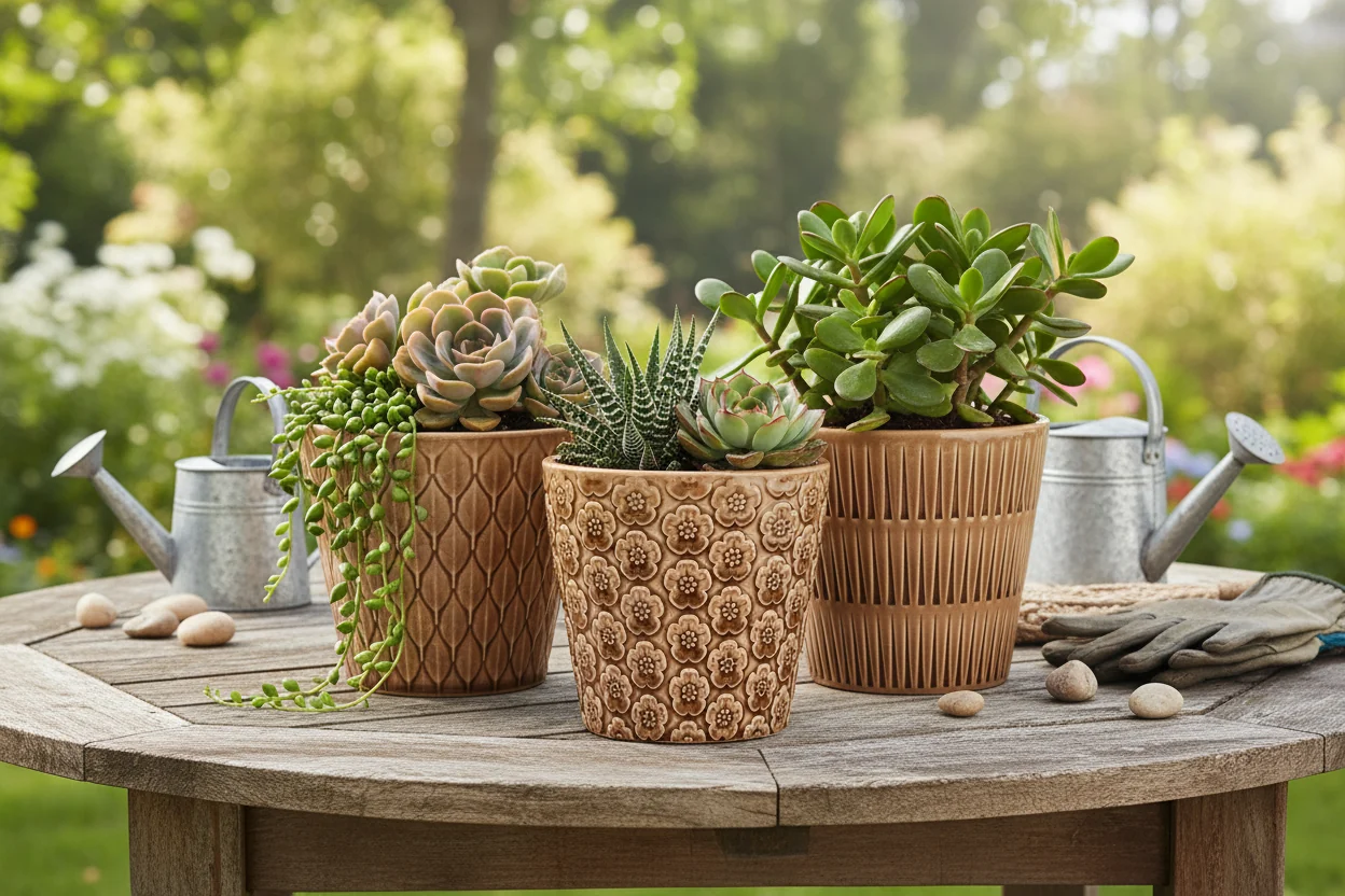 Wikholm Majken Ceramic Mini Plant Pots, Brown  (Set Of 3) - Image 3