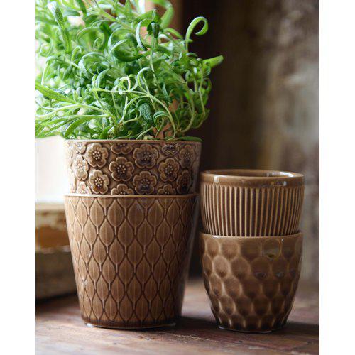 Wikholm Majken Ceramic Mini Plant Pots, Brown  (Set Of 3) - Image 4