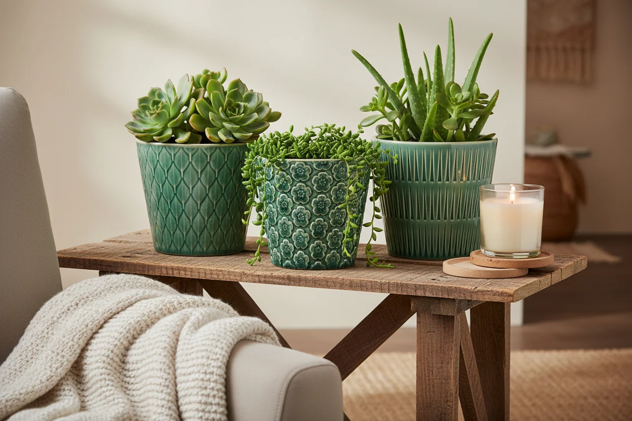 Wikholm Majken Ceramic Mini Plant Pots, Green (Set Of 3) - Image 4