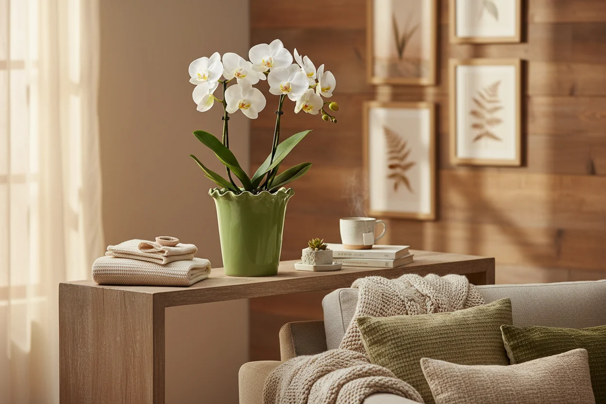Wikholm Vanda Ceramic Plant Pot, Green - Image 3