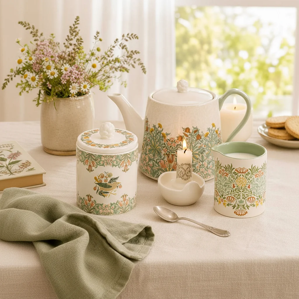 William Morris At Home Kitchen Garden Sugar Bowl and Creamer Jug Set - Image 11