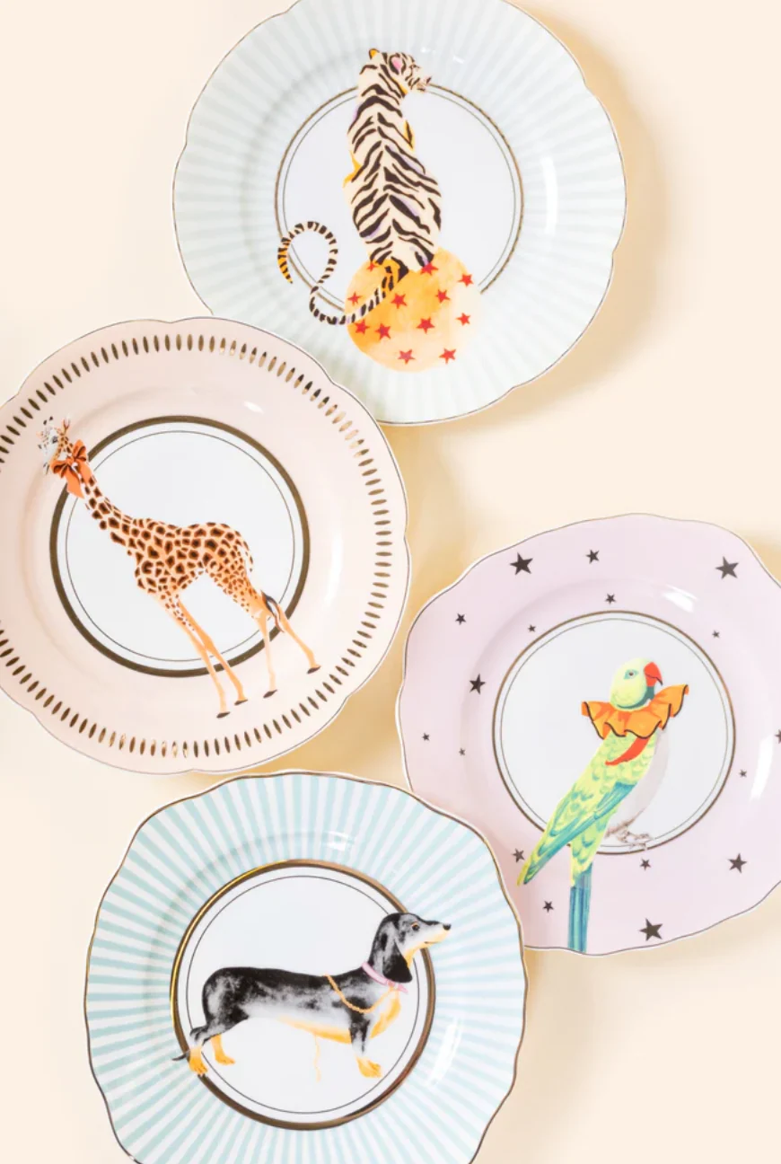 Yvonne Ellen Animal Tea Plate, Set Of 4