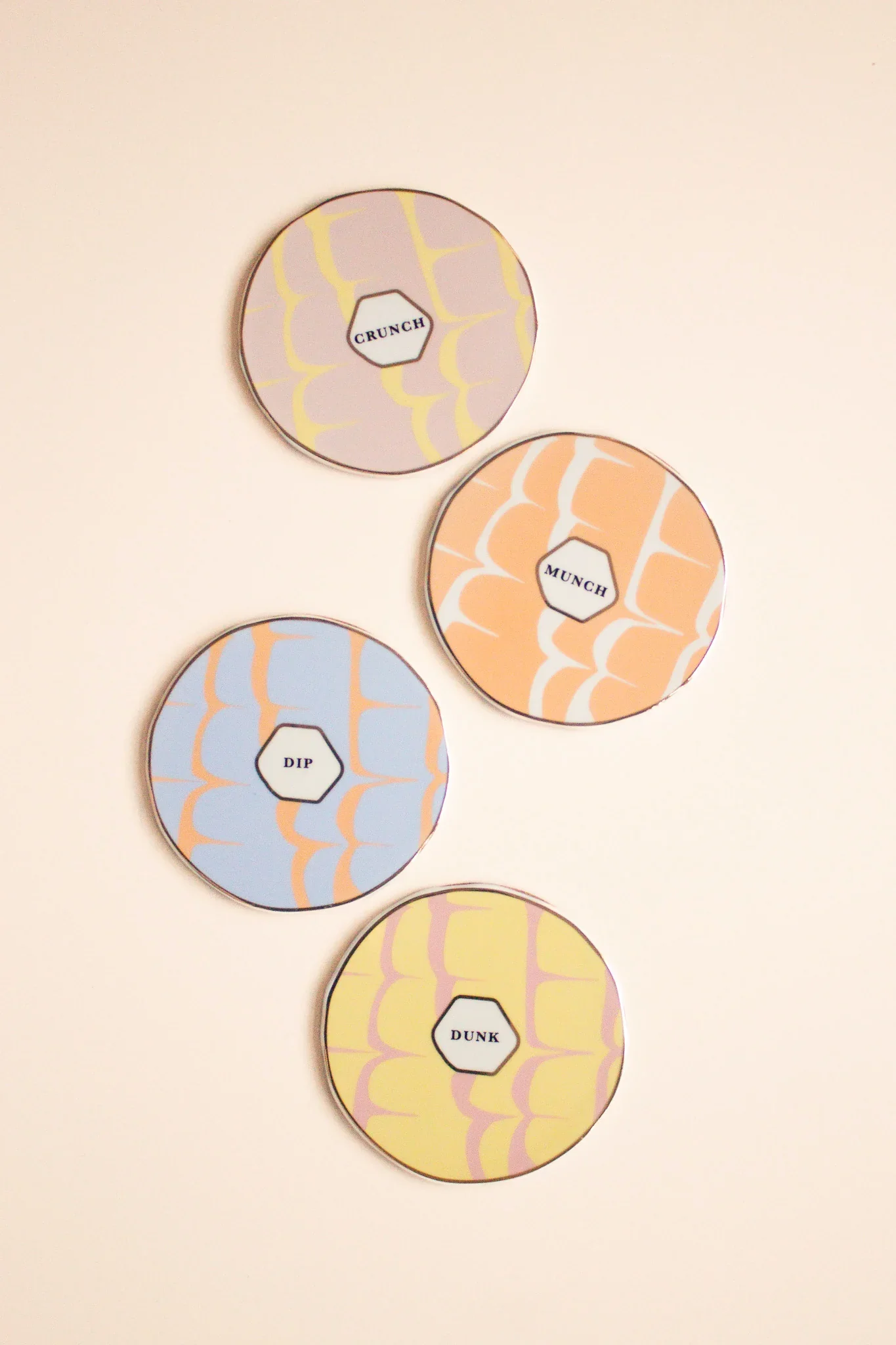 Yvonne Ellen Party Rings Ceramic Coasters, ( Set Of 4 )