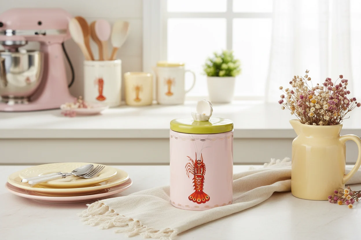 Yvonne Ellen Round Storage Jar, Lobster - Image 10